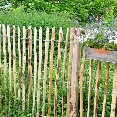 Produktbild von Staketenzaun 0,9x5m Gartenzaun Holzzaun Gartenteichzaun Rollzaun Haselnuss Zaun
