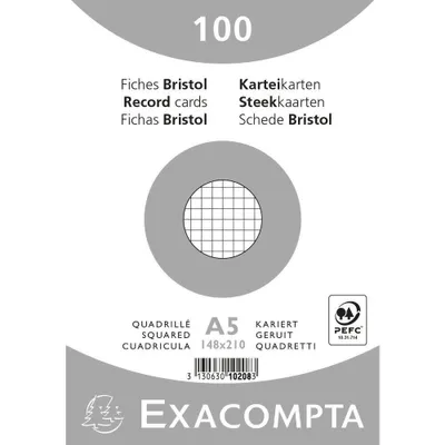 Produktbild von Exacompta Karteikarte 10208E DIN A5 kariert weiß 100 St./Pack.