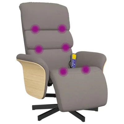 Image de vidaXL Fauteuil de massage avec repose-pieds Taupe Tissu