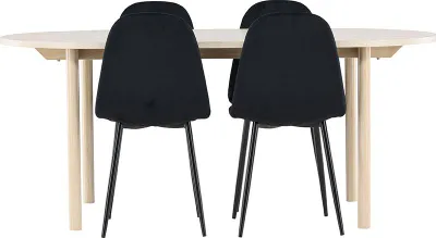 Produktbild von Andy Essgruppe Tisch 90x180cm und 4 Velours Stühle whitewash.