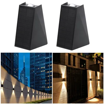 Solar-Wandleuchten 2er-Pack, LED, IP65, Auf- und Ablicht, 400 Lumen