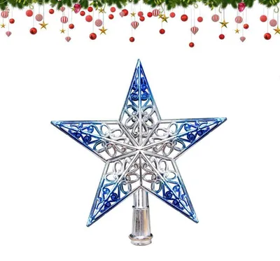 Image de Décoration d'arbre de Noël, étoile, 20 cm, or, rouge/argent, bleu, plastique