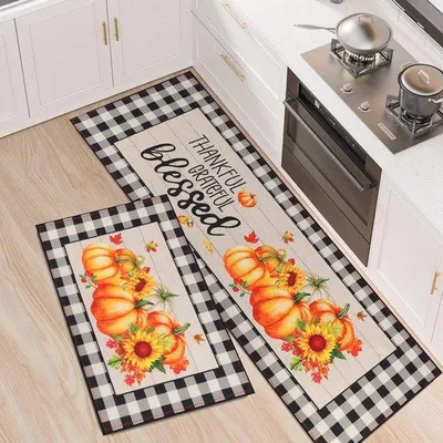 Produktbild von Famanu Antirutsch Küchenfußmatten Set - Waschbar und Wasserabsorbierend - 2-teilig 43 x 75 + 43 x 120 cm