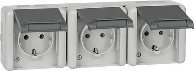 Produktbild von JUNG AP-Steckdose 3-fach IP44 Grau