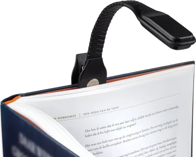 Produktbild von Cazy Drahtlose Buchlampe - Led Leselampe, Buchlamp, Buch Klemme, USB-A Aufladbar, Clip-On-Befestigung, Led Leselicht, Leseleuchte, Einstellbare Lichtintensität, Kompakt & Flexibel- Schwarz