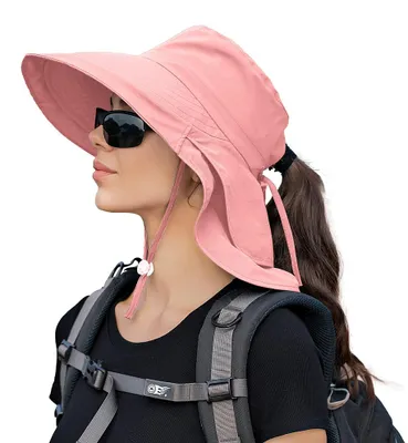 Produktbild von Damen-Sonnenhut, Outdoor-Safarihut mit breiter Krempe, UPF 50+, faltbarer Gärtnerhut mit Zopfloch