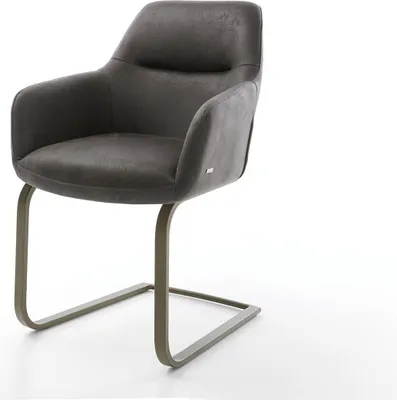 Produktbild von DELIFE Freischwinger Pejo-Flex Mikrofaser Anthrazit Vintage Freischwinger flach Effektfinish Titan Taschenfederkern