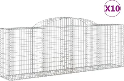 Productafbeelding van vidaXL Gabionen met boogvorm, 10 stuks, 300x50x100/120 cm, verzinkt staal