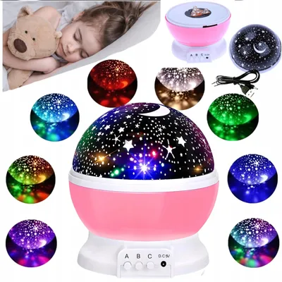Obrázek produktu pro Noční lampička projektor hvězd LED růžová pro děti USB baterie