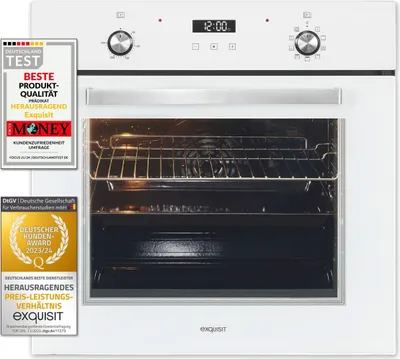 Exquisit Einbaubackofen EBE76-9-H-020 weiss | Energieeffizienzklasse A | 75,6 l Garraum | Einbaubackofen 60 cm