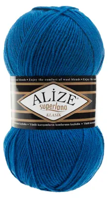 Alize Superlana Klasik unifarben 100g Strickgarn Strickwolle 25% Wolle, 141 königsblau