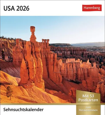 Produktbild von USA Sehnsuchtskalender 2026 - Wochenkalender mit 53 Postkart
