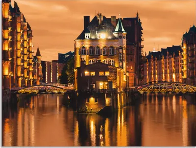 Produktbild von ARTland Wandbild Alu für Innen & Outdoor Speicherstadt in Hamburg Größe: 40x30 cm