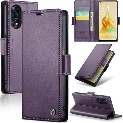 Image de Oppo Reno8 T 4G Housse, Portefeuille en cuir Porte-carte Housse avec fonction stand pour Oppo Reno8 T 4G Violet