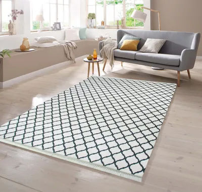 Zdjęcie produktu dla Dywan nadający się do prania w kolorze kremowo-czarnym, wymiary: 80 x 300 cm