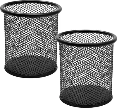 Produktbild von Stiftehalter, Drahtmetall Stifteköcher, Schwarz Stifthalter Stiftebox, Rund Stiftehalter Schreibtisch, Stiftebecher Stifte Halter für Büro/Schule, Pencil Holder Stifte Aufbewahrung (2 Stück)