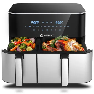 Heißluftfritteuse 11L, 2 Kammern, 2600W, 10-in-1, Dual Zone, Touchscreen
