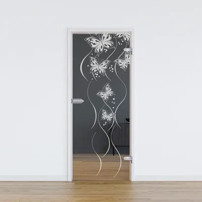 Produktbild von Pertura Glastür Komplettset Glera Butterfly 01 834x2097x8 mm Rechts inkl. Studio Beschlag Edelstahl unverschließbar