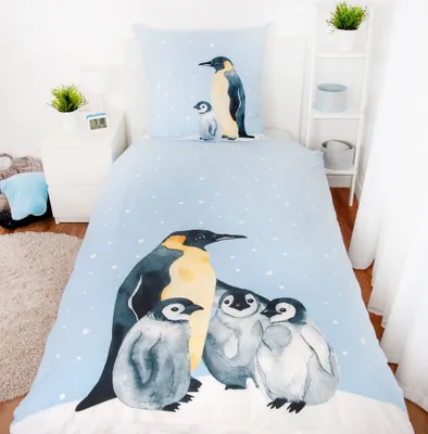 Produktbild von Komplet pościeli Beaver z pingwinem 135 x 200 cm 80 x 80 cm 100% bawełna