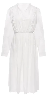 Produktbild von Damen Maxikleid aus 100% Baumwolle, weiß, V-Ausschnitt, Größe S, Modern Women Kollektion