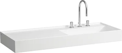 Zdjęcie produktu dla LAUFEN Kartell umywalka, podblatowa, półka lewa, bez otworu na baterię, bez przelewu, 1200x460mm, H8133330001121