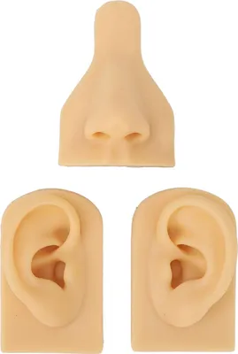 Obrázek produktu pro Silikonový model nosu a ucha, 3D simulační sada pro nácvik piercingu a výuku světlých odstínů pleti