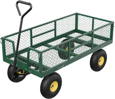 Productafbeelding van Handwagen, draagvermogen 400 kg, 10-inch luchtbanden, 180° draaibare handgreep, afneembare zijwanden, ergonomisch ontwerp
