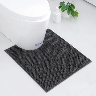 Productafbeelding van Badmat, U-vormig, chenille, donkergrijs, 50 x 60 cm, antislip, absorberend, wasbaar