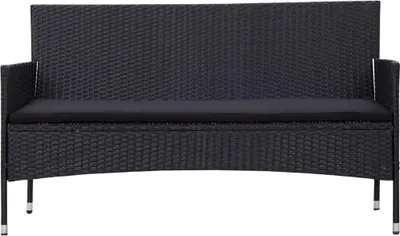 Obrázok produktu pre vidaXL 3-miestna záhradná pohovka s vankúšmi Black Poly Rattan