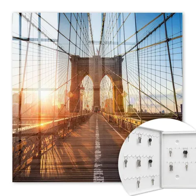 Produktbild von Metall Schlüsselkasten 30 x 30 cm - weißer Schlüsselschrank zur Wandmontage - wandhängende Schlüsselbox mit Tür - nach links öffnend - Schlüsselaufbewahrung für Flur - Büro - Arbeitszimmer - Werkstatt - Garage - Die untergehende Sonne