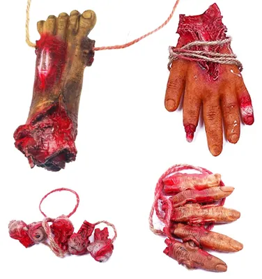 Produktbild von 4 blutige Latex-Körperteile zur Halloween-Dekoration
