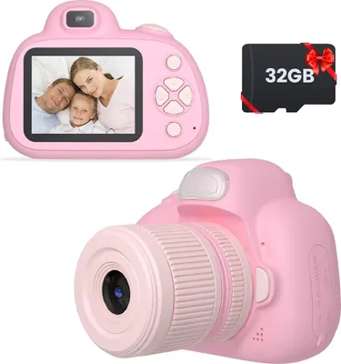Produktbild von Kinder Digital Kamera Spielzeug, 48MP Eingebaute 32GB SD-Karte Selfie Kamera Fotoapparat Kinder für 3-12 Jahre Alter Geburtstagsgeschenk Kinder Spielzeug,Rosa