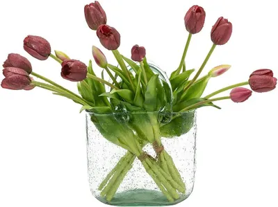 Produktbild von Kunstpflanze DUYONE Künstliche Tulpen, 15 Stück, fühlen sich echt an, Latex-Blumenstrauß, künstliche Tulpen für Büro, Hochzeit, Party, Zuhause, Küche,