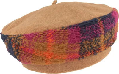 MtM warme Fleece Winter-Baskenmütze mit Multicolor Wollstoff in beige