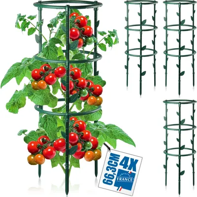 Produktbild von 4er Set Rankhilfe Verstellbarer Tomatenturm Rankturm für Töpfe Hochbeete Tomaten Rosen Klettergemüse Blumen