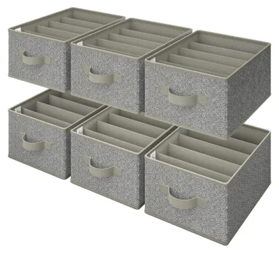 Produktbild von Set von 6 Faltbaren Kleiderorganisatoren mit 5 Fächern Grau