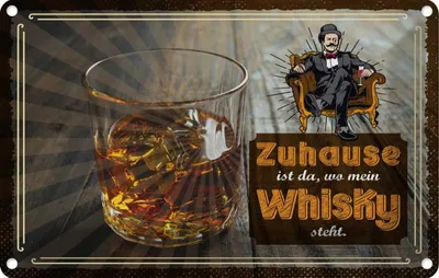 Produktbild von vianmo Blechschild 20x30 cm Zuhause ist da wo mein Whisky Spruch Zitat