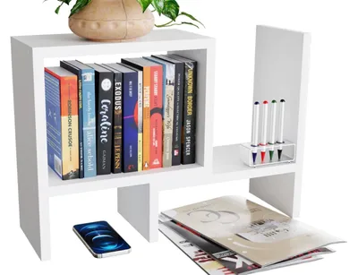 Image de Étagère réglable avec 2 niveaux, idéale pour le bureau et la cuisine