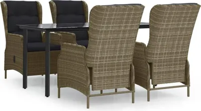 Produktbild von vidaXL 5-tlg. Garten-Essgruppe Braun Poly Rattan