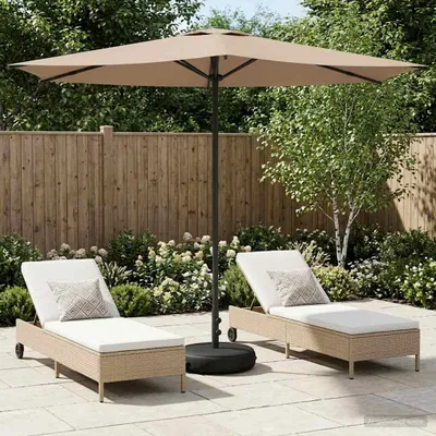 Image de Maison Exclusive - Parasol de jardin avec pied, 270 x 270 cm, polyester, forme rectangulaire, couleur taupe