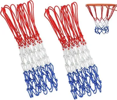 Immagine prodotto di Rete per canestro da basket - 2 pezzi - Rosso, bianco e blu - Rete per canestro da basket per bambini