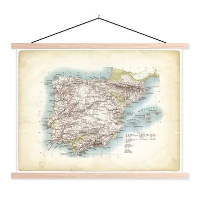 Produktbild von MuchoWow® Textilposter Illustration einer antiken Karte von Spanien 40x30 cm mit holzfarbenen Rahmen - Bilder