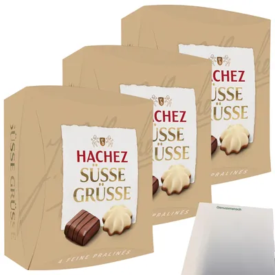 Produktbild von Hachez Schokolade Süße Grüße 3er Pack (3x40g Packung) + usy Block