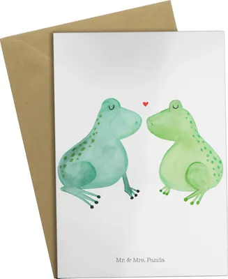 Produktbild von Mr. & Mrs. Panda Grußkarte Frosch Liebe - Weiß - Geschenk, einladungskarten, Verlobung, Verheiratet, Freundin, neujahrskarte, Paar, Grußkarten, Pärchen, jubiläumskarte