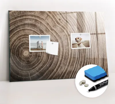 Produktbild von Magnetpinnwand Memoboard - Zubehörsatz - Weißer Marker + Schwamm + Magnete - 60 x 40 cm - Baumstamm