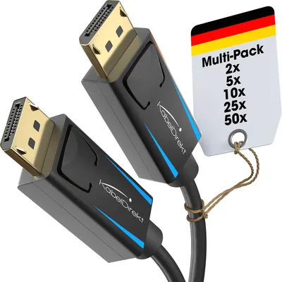 Image de KabelDirekt – Câbles DisplayPort 8K et 4K – 2 x 1,5 m – version 1.4, 240 Hz – Longueur : 1,5 mètre, Couleur : Noir