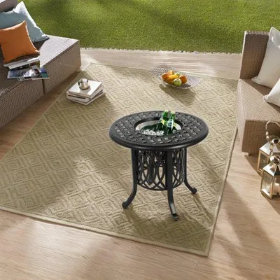 Immagine prodotto di Tavolo da terrazza in alluminio con paletta per il ghiaccio, tavolino da salotto in alluminio per esterni