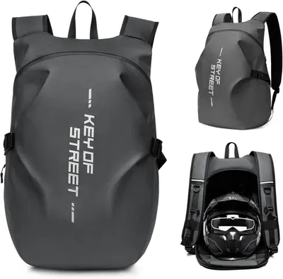 Produktbild von Motorradrucksack wasserdichter Helmrucksack Laptoptasche F-grau