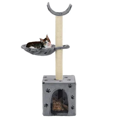 Produktbild von vidaXL Katzen-Kratzbaum mit Sisal-Säulen 105 cm Pfoten-Aufdruck Grau