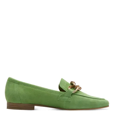 Produktbild von MARCO TOZZI Damen Loafer Slipper Leder Zierkette Glitzersteine 2-24215-42, Größe:38 EU, Farbe:Grün